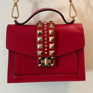 Valentino By Mario Valentino Red Mini Bag with Gold Accents